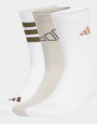 adidas performance - 3 Paar Socken in Weiß / Weiß / Beige mit Logo