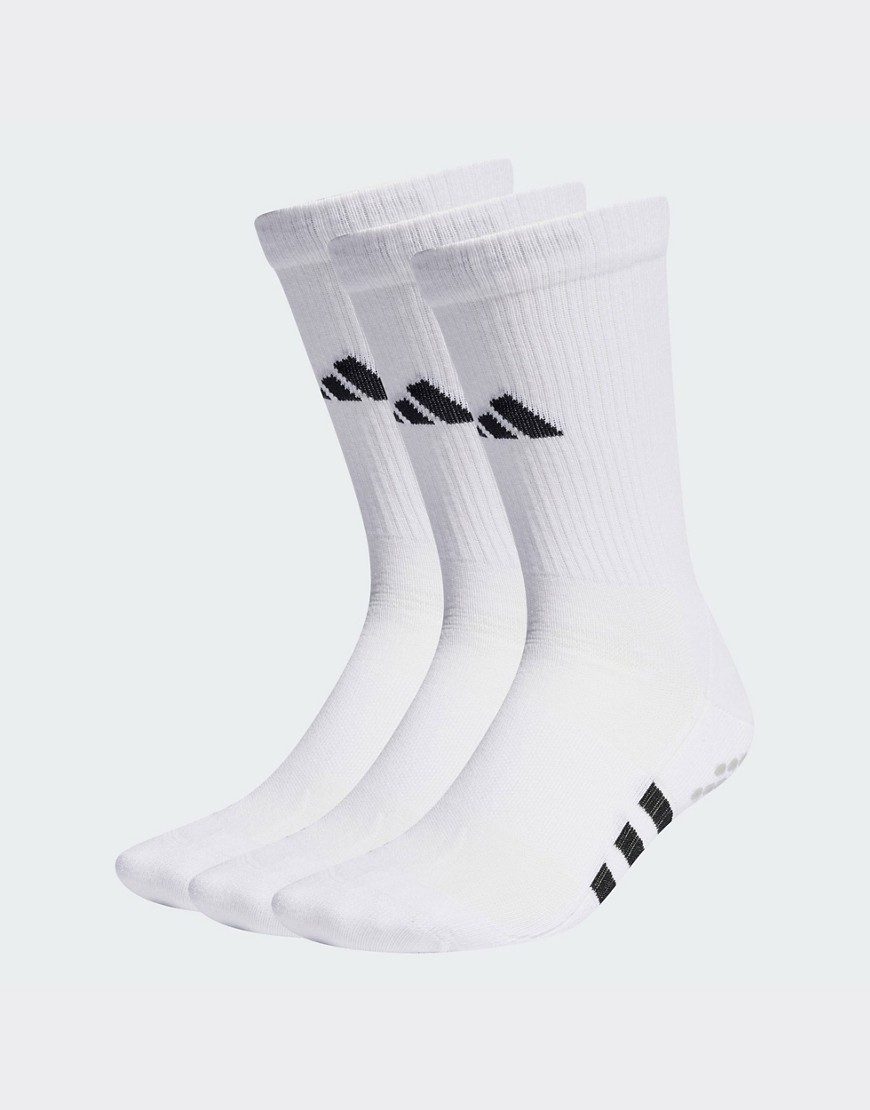 adidas Performance 3 pack cushioned grip sock in white