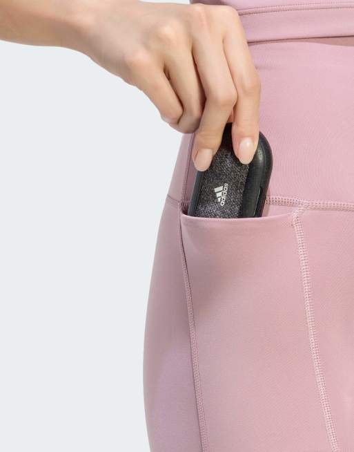 adidas performance 3-Streifen Studio All Me Booty-Short-Leggings in Magic Mauve, 3 von 4