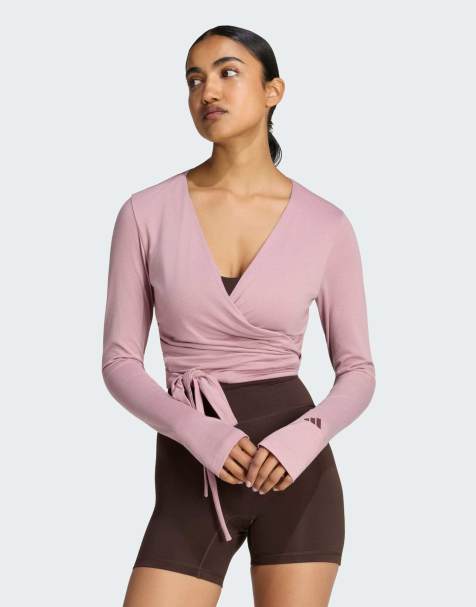 adidas performance 3-Streifen Studio Soft Ballet-Wickeltop in Magic Mauve - view 1