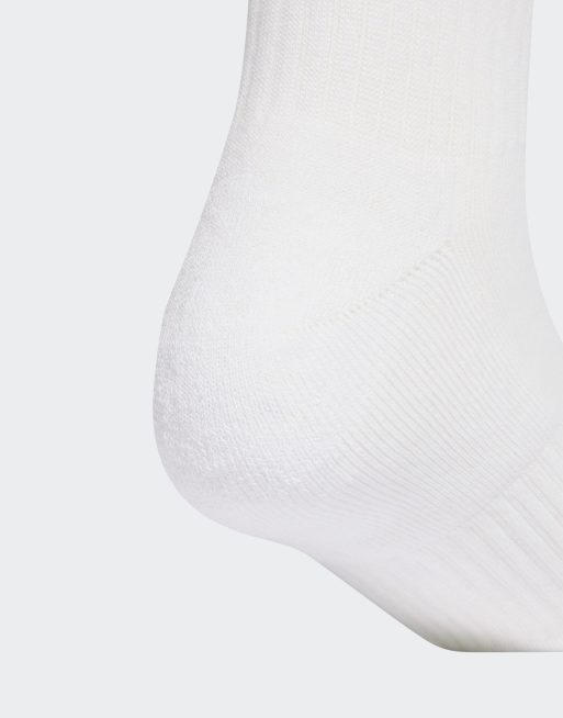 adidas performance 3-stripes cushioned sportswear crew socks 3 pair pack in dark blue / white / glow blue, 3 of 3