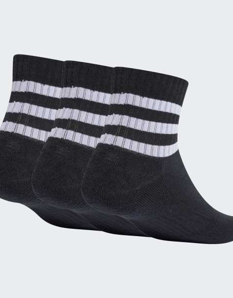 adidas performance 3-stripes cushioned sportswear low-cut socks 3 pairs in black / white - view 1