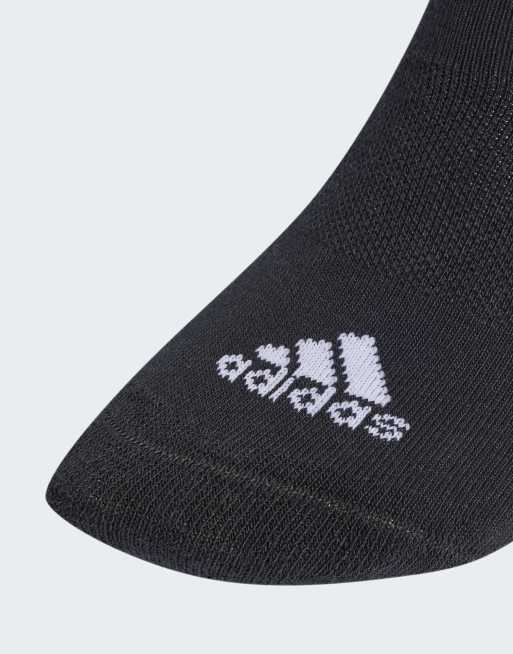 adidas performance 3-stripes cushioned sportswear low-cut socks 3 pairs in black / white, 2 of 2