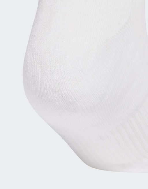 adidas performance 3 stripes cushioned sportswear mid cut socks 3 pack in dark blue / white / glow blue, 3 of 3