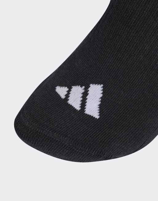 adidas performance 3 stripes cushioned sportswear mid cut socks 3 pair pack in black / white / white, 2 of 3