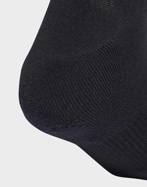 adidas performance 3 stripes cushioned sportswear mid cut socks 3 pair pack in black / white / white, 3 of 3