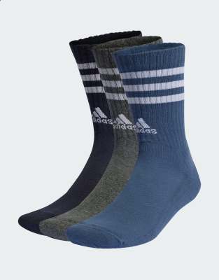 adidas Performance - 3er-Pack gepolsterte Crew-Socken in Blau