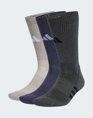 adidas Performance - 3er-Pack gepolsterte Crew-Socken in Grau