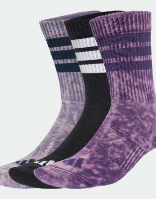 adidas Performance - 3er-Pack stonewashed Crew-Socken in Aurora Plum / Preloved Violet-Lila