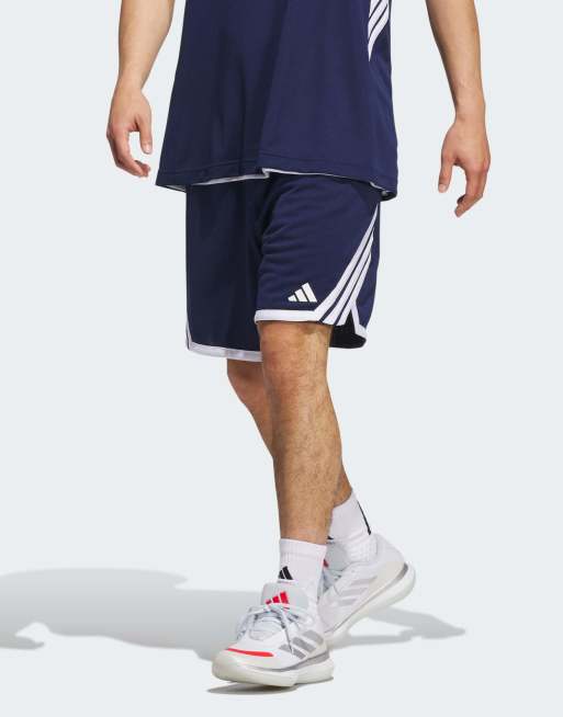 adidas Performance – 3g Speed – Aeroready – Marinblå och vita basketshorts i vändbar design