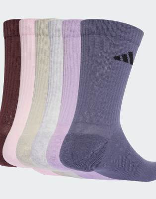 adidas Performance - 6er-Pack gepolsterte Crew-Socken in Aurora Ruby / Preloved Violet-Rot