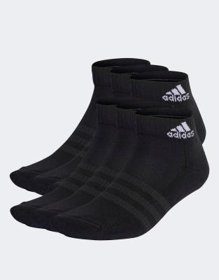 adidas Performance - 6er-Pack gepolsterte knöchelhohe Sportsocken in Schwarz