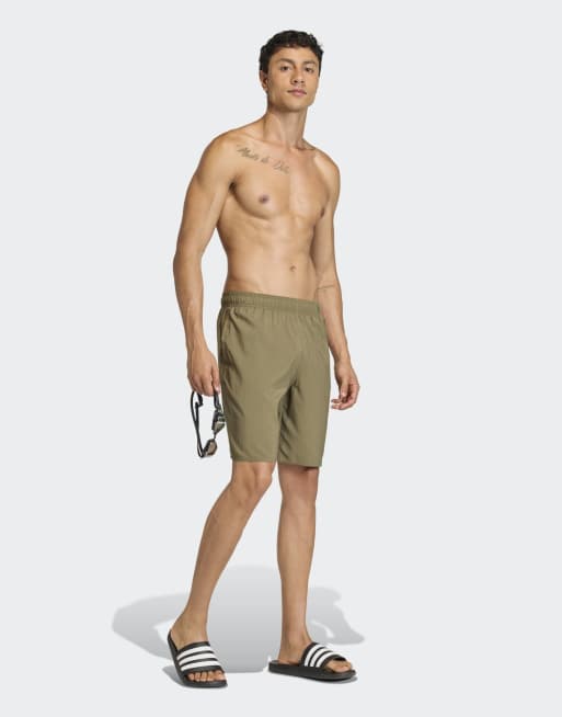 adidas Performance 8-inch swim shorts in olive green and white, 2 of 5