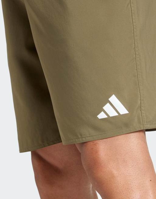 adidas Performance 8-inch swim shorts in olive green and white, 3 of 5