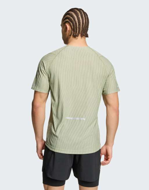 adidas performance Adi365 climacool+ engineered t-shirt in tent green / halo green, 3 of 4