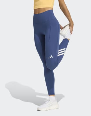 adidas Performance - Adi365 Climacool - Lange Lauf-Leggings in Tech Indigo mit den 3 Streifen-Blau