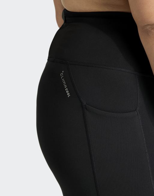 adidas performance Adi365 climacool running 7/8 leggings (plus size) in black, 3 of 4