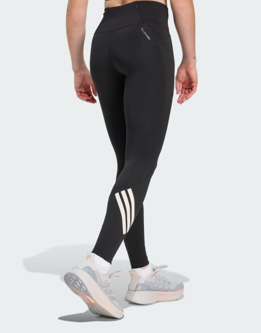 adidas Performance – Adi365 climacool – Svarta, hellånga löparleggings med 3 ränder, 2 av 4
