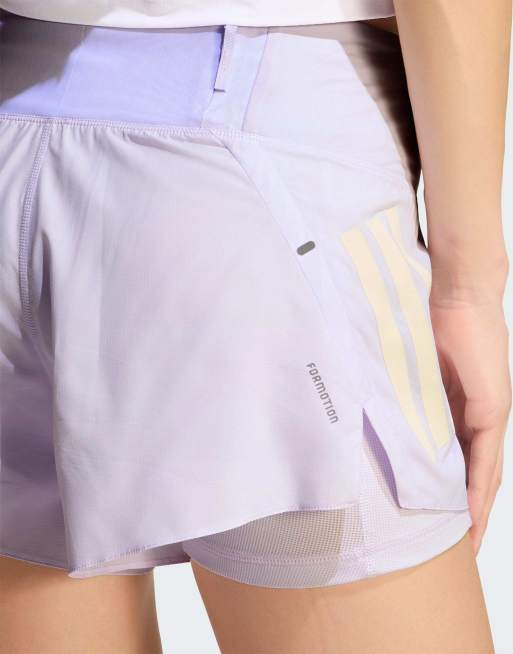 adidas Performance - Adi365 Formotion - Pantaloncini 2 in 1 viola ghiaccio e bianchi, 3 di 4