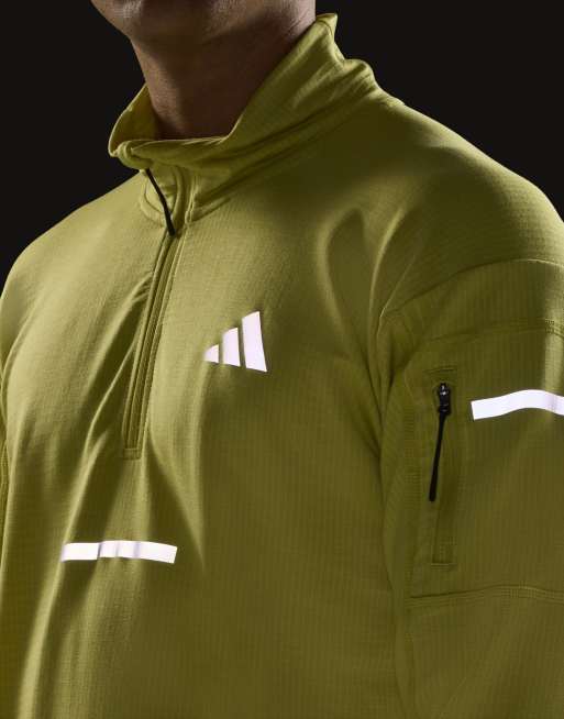 adidas performance - Adi365 - Hardlopen - Climawarm+ - Top met korte rits in preloved limoengroen, 4 van 5