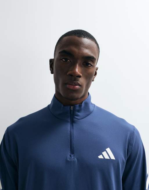 adidas performance Adi365 iconic 1/2 zip top in tech indigo / white, 3 of 5