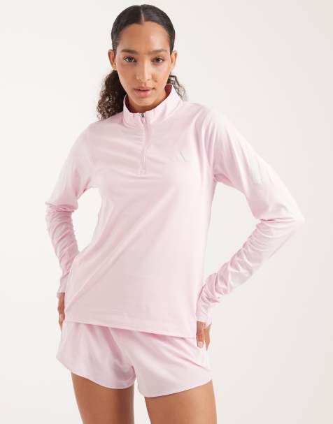 adidas performance Adi365 running 1/4 zip sweatshirt in pink