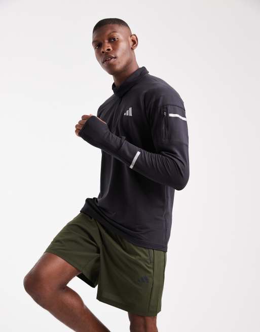 adidas Performance – Adi365 Running Climawarm+ – Czarny top do biegania z zamkiem pod szyją