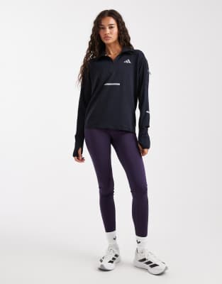 adidas Performance - Adi365 Running Climawarm+ - Lauf-Oberteil in Schwarz mit halblangem Reißverschluss