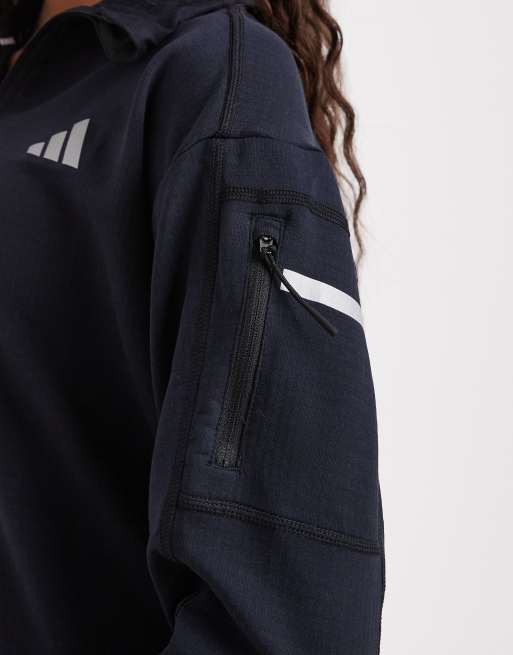 adidas Performance – Adi365 Running Climawarm+ – Svart topp med kort dragkedja, 4 av 4