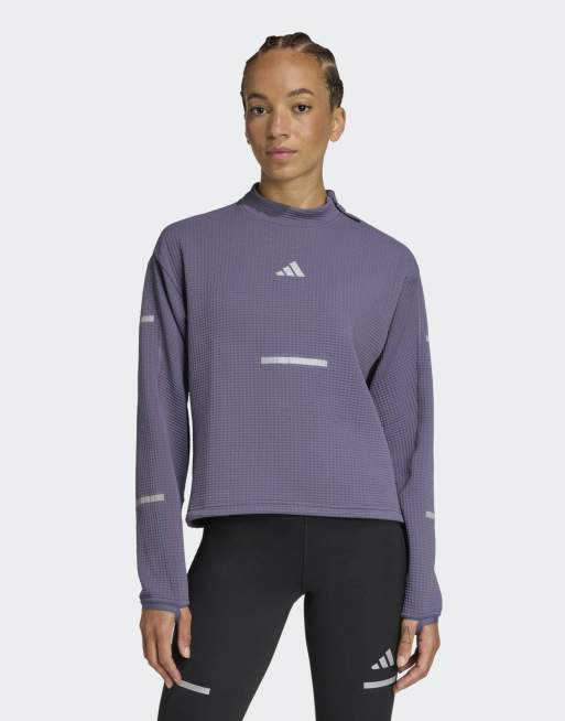 adidas Performance - Adi365 Running Climawarm+ - Sweatshirt med rund hals i lyslilla vask