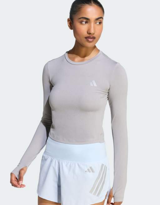 adidas performance - Adi365 Running Essentials - Camicia a maniche lunghe color grigio medio mélange