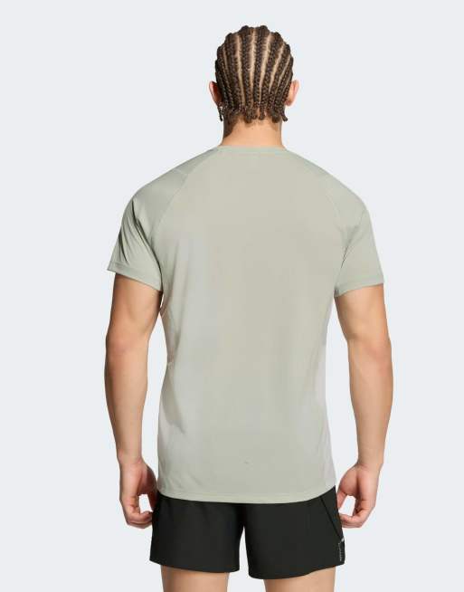 adidas performance Adi365breeze running tee in halo green / grey one, 2 of 4