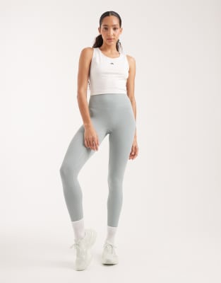adidas Performance - Adidas All Me - Gerippte 7/8-Leggings in Wonder Sage-Grün