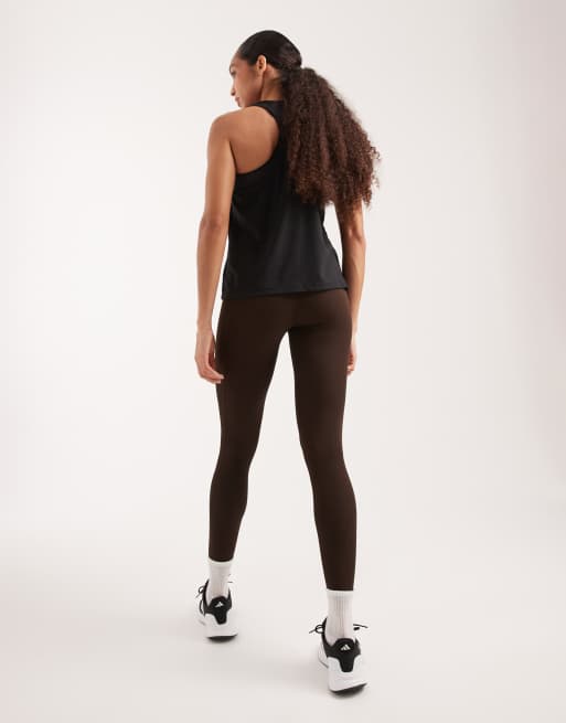 Adidas Performance - Adidas All Me - Kaffebrune ribstrikkede 7/8-leggings, 2 af 5