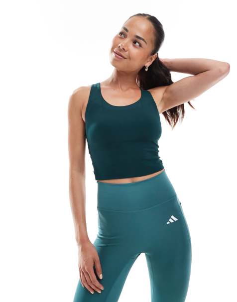 adidas performance Adidas all me medium support bra tank top in aurora ivy - view 1