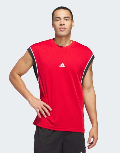 adidas performance Adidas basketball all-world sleeveless tank top in team power red 2 / black - view 1