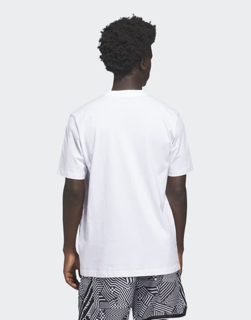 adidas Performance - Adidas Basketball - Hvid T-shirt med sort grafik, 2 af 4