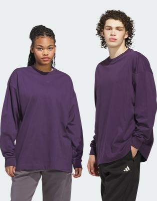 adidas Performance - Adidas Basketball - Langärmliges Unisex-T-Shirt in Aurora Plum-Lila