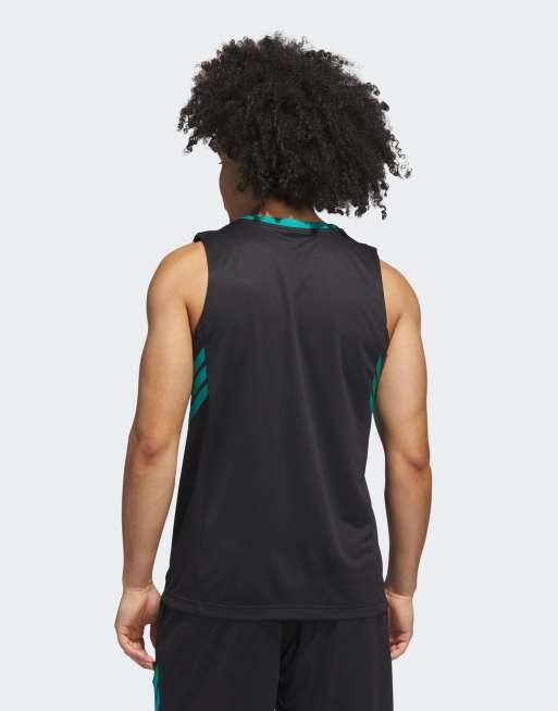 adidas performance - Adidas Basketball Legends - Top senza maniche nero / verde-azzurro puro, 2 di 4