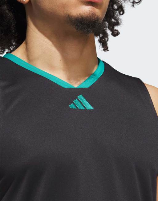 adidas performance - Adidas Basketball Legends - Top senza maniche nero / verde-azzurro puro, 4 di 4