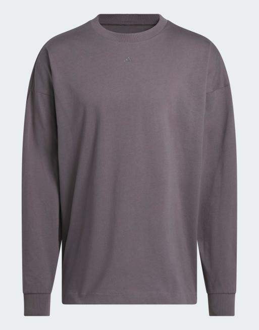 adidas performance Adidas basketball long sleeve tee (gender neutral) in grey strata, 3 of 4