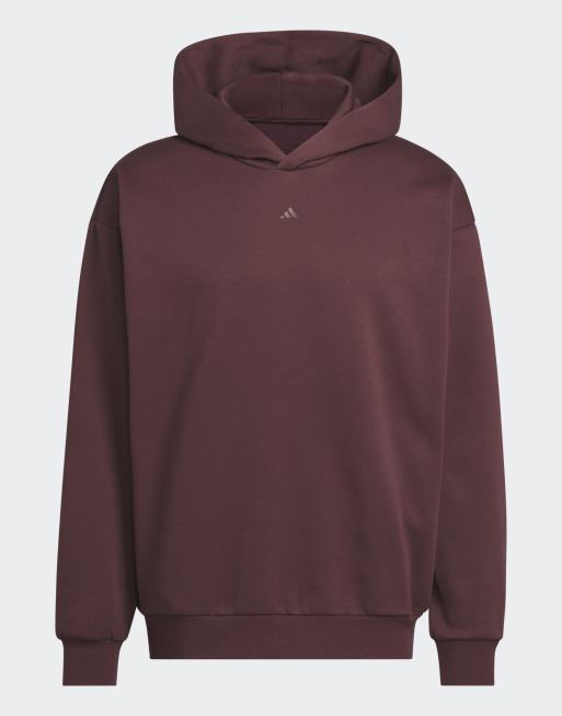 adidas Performance - Adidas Basketball - Rubrinrød/brun unisex-hættetrøje i fleece, 2 af 4