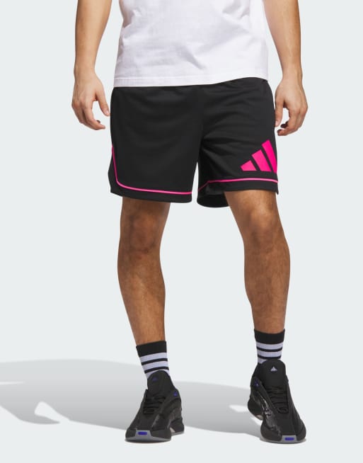 adidas Performance - adidas Basketball - Sorte/pink sportsshorts med mærke
