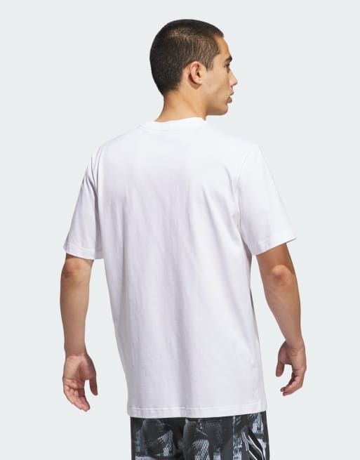 adidas Performance - adidas Basketball - T-shirt bianca con stampa, 2 di 5