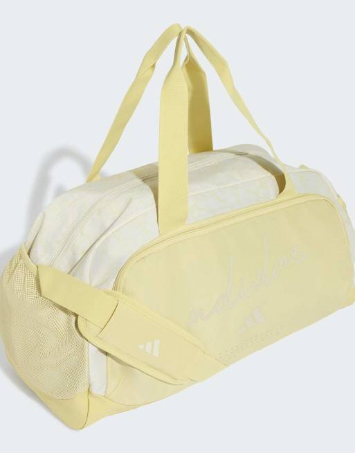 adidas performance - Adidas Defender - Borsa a sacco da donna con grafica allover giallo doppio/grigio orbita, 3 di 4