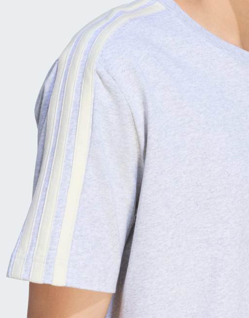 adidas performance Adidas kit 3-stripes regular T-shirt in lichtgrijs gemêleerd / gebroken wit, 3 van 4