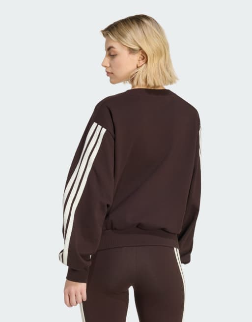 adidas performance Adidas kit 3-stripes sweatshirt in aurora coffee / off white, 4 of 4