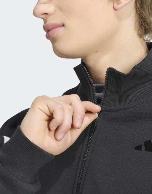 adidas performance Adidas kit 3-stripes track top in black / off white, 4 of 4