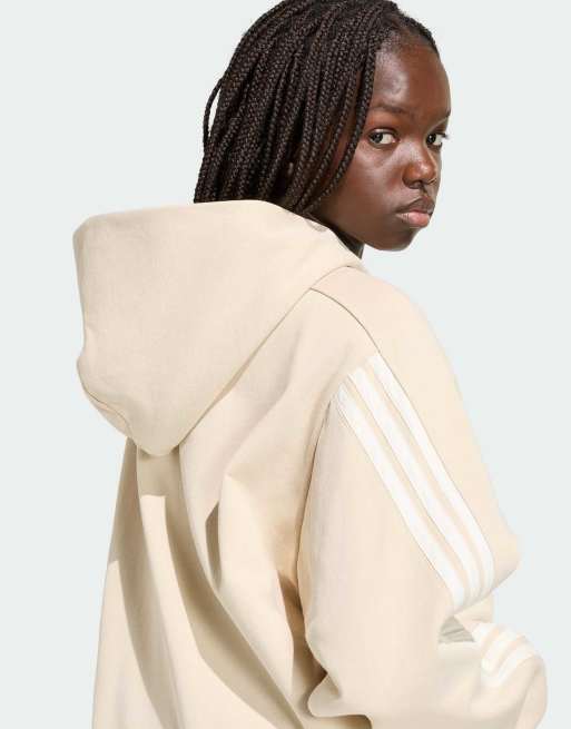 adidas Performance – adidas Kit – Beige och naturvit huvtröja med 3 ränder, 4 av 4