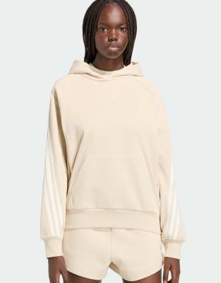 Adidas Performance Donna Bianco - Adidas Kit - Felpa Con Cappuccio Colore Lino Cristallo/ Sporco Con 3 Strisce - Immagine 1